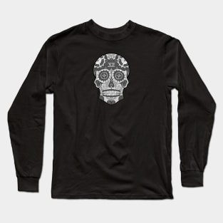 Clockwork Sugar Skull (Gray) Long Sleeve T-Shirt